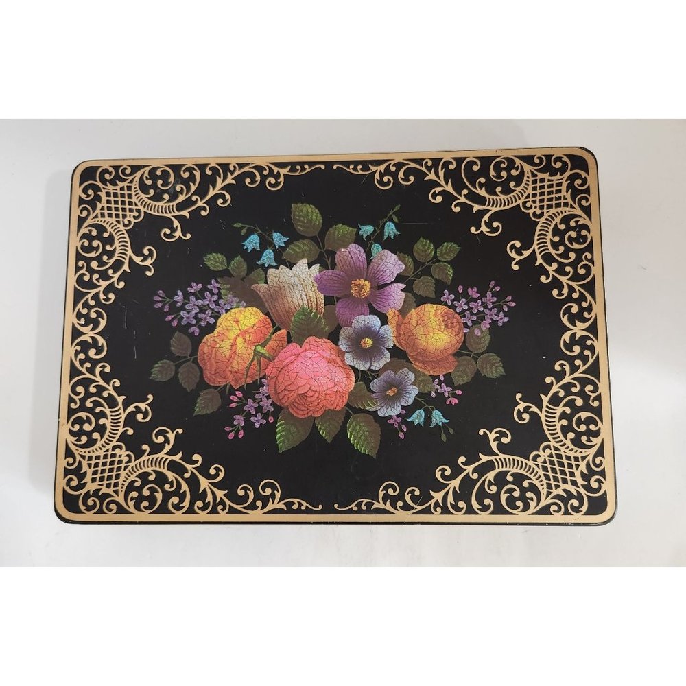 Vintage Colorful Flower Tin England